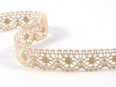 Cotton bobbin lace 75088, width 27 mm, light linen gray
