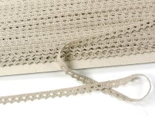 Cotton bobbin lace 75361, width 9 mm, light linen gray