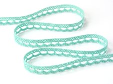 Cotton bobbin lace 73012, width 10 mm, aqua green