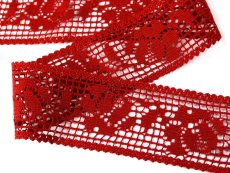 Cotton bobbin lace insert 75269, width 53 mm, light wine