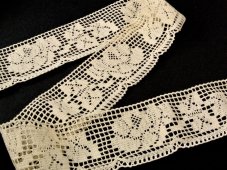 Cotton bobbin lace 88022, width 75 mm, ecru