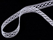 Cotton bobbin lace insert 75182, width 13 mm, white