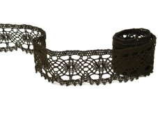 Cotton bobbin lace 75364, width 45 mm, dark brown