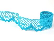 Cotton bobbin lace 75261, width 40 mm, turquoise