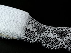 Cotton bobbin lace 75156, width 70 mm, white mercerized