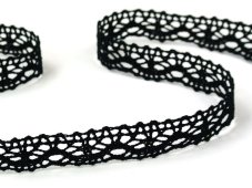 Cotton bobbin lace 75395, width 16 mm, black