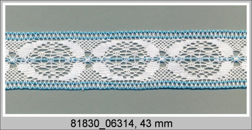 Paličkovaná  vsadka 81830 (bílá/tyrkysová)