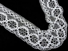 Cotton bobbin lace 75078, width 62 mm, white