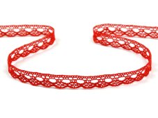 Cotton bobbin lace 75641, width 8 mm, red
