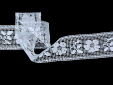 Cotton bobbin lace insert 81325, width 57 mm, white
