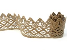 Cotton bobbin lace 75293, width 68 mm, dark beige