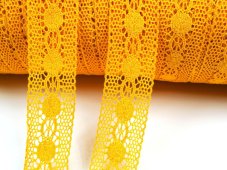 Cotton bobbin lace insert 75249, width 48 mm, yellow