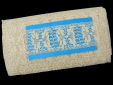 Cotton bobbin lace insert 81057, width 52 mm, raw