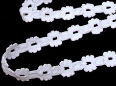 Cotton bobbin lace insert 75527, width 15 mm, white