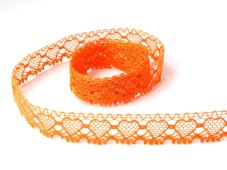 Cotton bobbin lace 75133, width 19 mm, rich orange