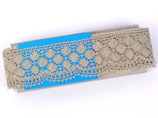 Linen bobbin lace 82220, width 55 mm, 100% linen natural