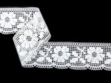 Cotton bobbin lace 75308, width 62 mm, white