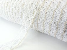 Cotton bobbin lace 75065, width 47 mm, white/ Lurex gold