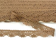 Cotton bobbin lace 75423, width 26 mm, dark beige