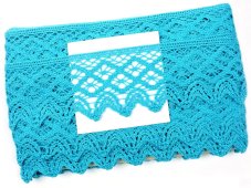 Cotton bobbin lace 75293, width 68 mm, turquoise