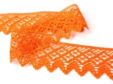 Cotton bobbin lace 75234, width 54 mm, rich orange