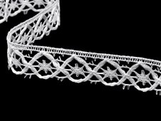 Cotton bobbin lace 75124, width 18 mm, white
