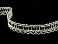 Linen bobbin lace 75445, width 18 mm, 100% linen bleached