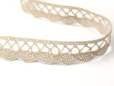 Cotton bobbin lace 75099, width 18 mm, light linen