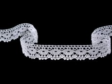 Cotton bobbin lace 75306, width 19 mm, white