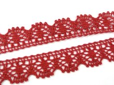 Cotton bobbin lace 75088, width 27 mm, dark wine