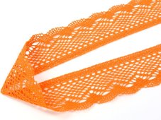 Cotton bobbin lace 75414, width 55 mm, rich orange