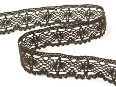 Cotton bobbin lace 82338, width 35 mm, dark brown