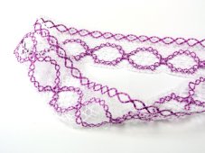 Cotton bobbin lace 75065, width 47 mm, white/ violet