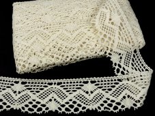 Cotton bobbin lace 75572, width 65 mm, ecru