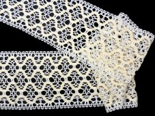 Cotton bobbin lace insert 75291, width 30 mm, white/ecru