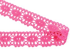 Cotton bobbin lace 75187, width 32 mm, fuchsia