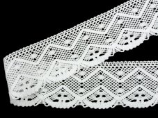 Cotton bobbin lace 75635, width 60 mm, white