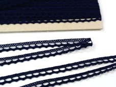 Cotton bobbin lace 75397, width 9 mm, dark blue