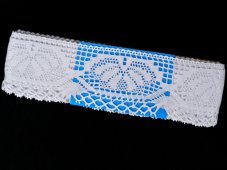 Cotton bobbin lace 75272, width 68 mm, white