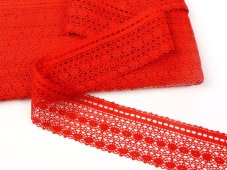 Cotton bobbin lace 82240, width 50 mm, red