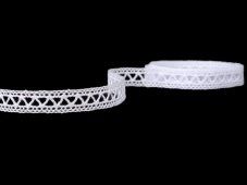Cotton bobbin lace insert 75526, width 11 mm, white