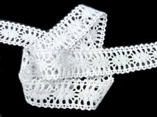Cotton bobbin lace insert 75372, width 28 mm, white