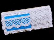 Cotton bobbin lace 75067, width 47 mm, white