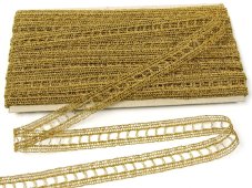 Metalic bobbin lace insert 75281, width 18 mm, Lurex gold