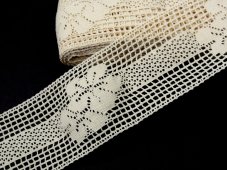 Cotton bobbin lace insert 75564, width 70 mm, ecru