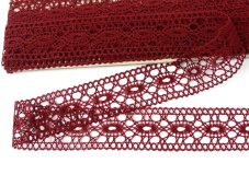 Cotton bobbin lace insert 75201, width 35 mm, cranberry