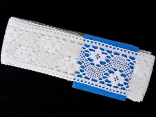 Cotton bobbin lace insert 75263, width 74 mm, white