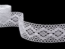 Cotton bobbin lace insert 75264, width 43 mm, white