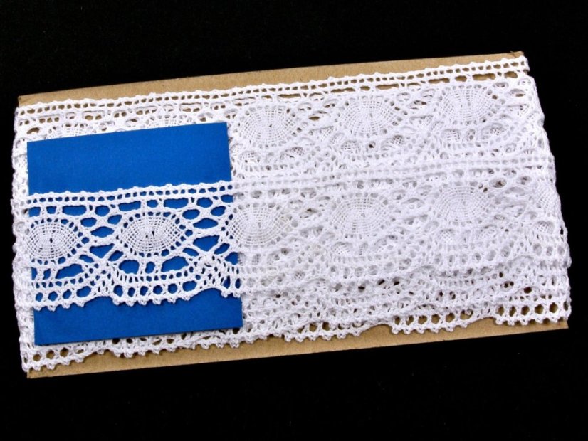 Cotton bobbin lace 75032, width 45 mm, white