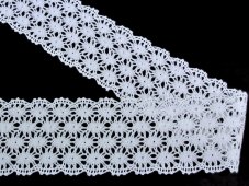 Cotton bobbin lace 75121, width 80 mm, white